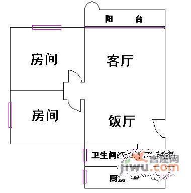 倚绿山庄2室2厅1卫83㎡户型图