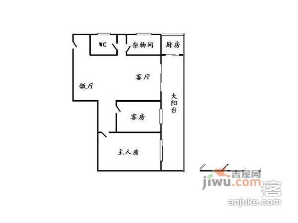 倚绿山庄3室2厅1卫77㎡户型图