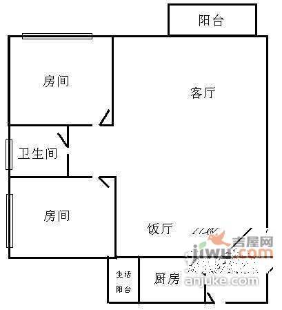 倚绿山庄3室2厅1卫77㎡户型图