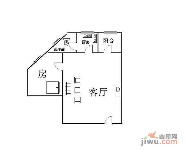 聚宝阁1室1厅1卫户型图