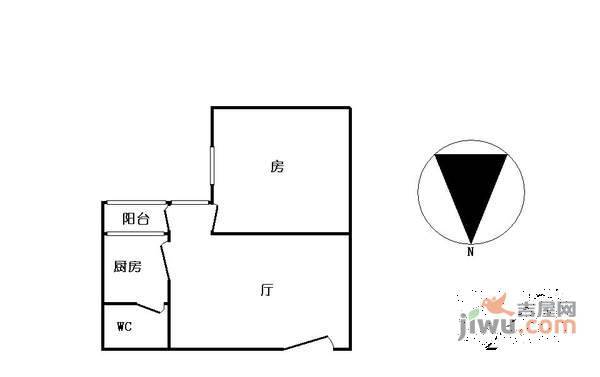 榕溪花园1室1厅1卫33㎡户型图