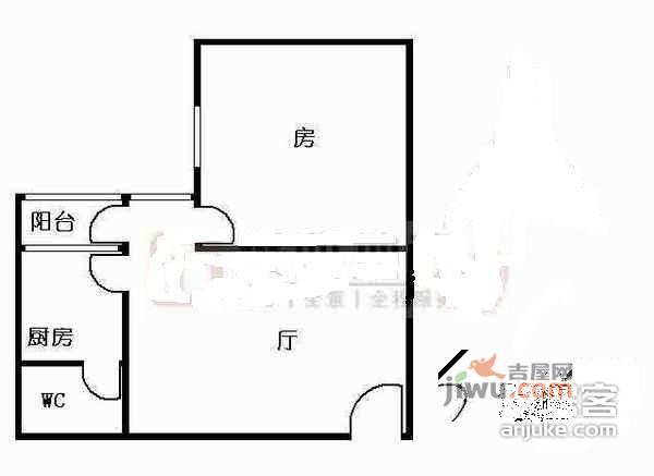 榕溪花园1室1厅1卫33㎡户型图