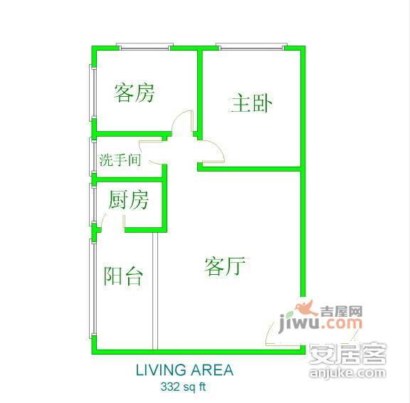 尚雅小区2室1厅1卫68㎡户型图