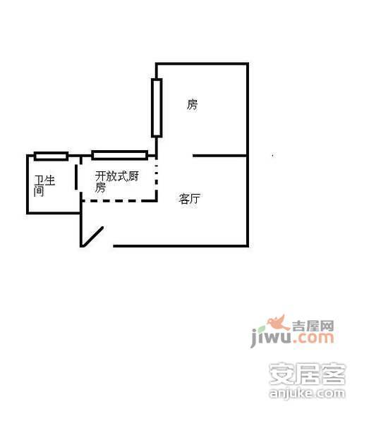 星海明珠1室1厅1卫23㎡户型图