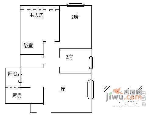 星海明珠3室1厅1卫户型图