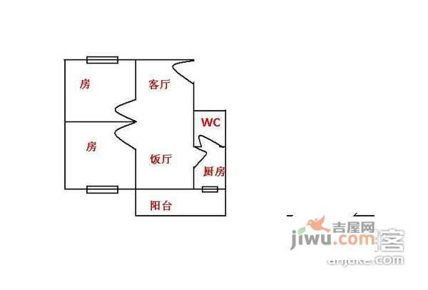 嘉景园2室1厅1卫62㎡户型图