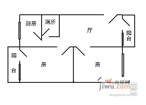 松南小区2室1厅1卫67㎡户型图