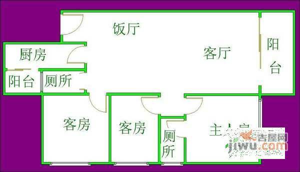 翠屏瀚宇贵都3室2厅2卫125㎡户型图