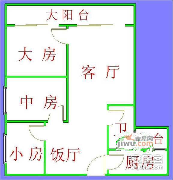 翠屏瀚宇贵都3室2厅1卫108㎡户型图