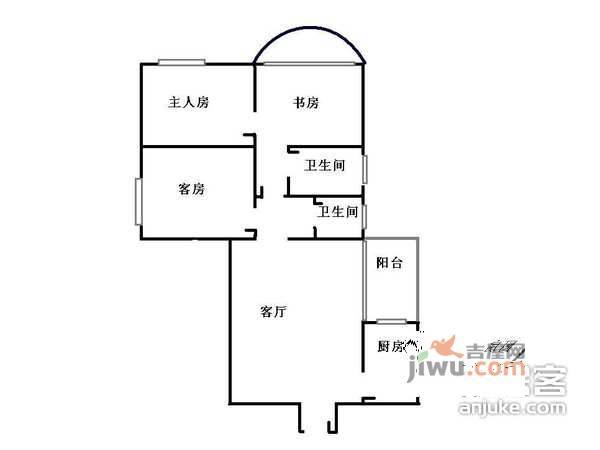 侨景大厦3室2厅2卫99㎡户型图