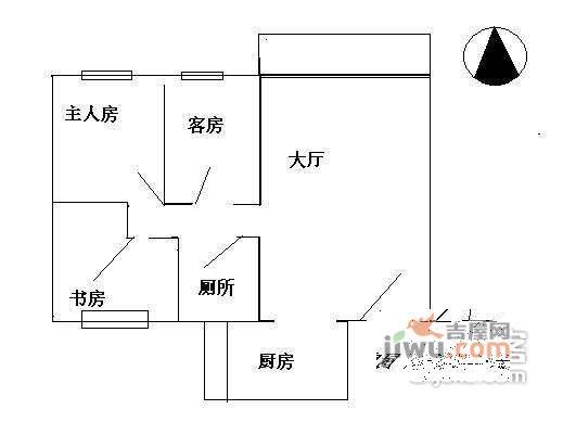 长江数码花园3室2厅2卫75㎡户型图