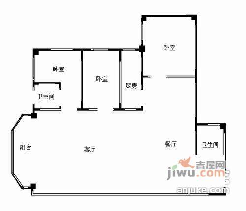 顺华名庭3室2厅2卫105㎡户型图