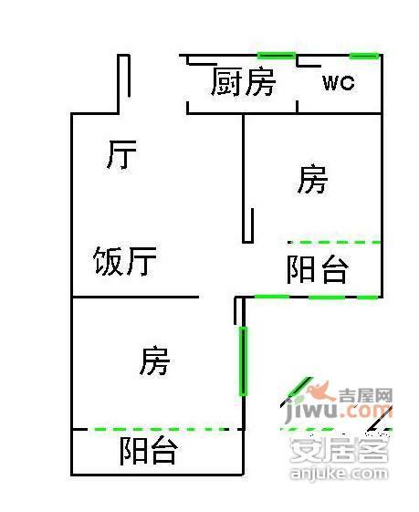 丽景花苑2室2厅1卫85㎡户型图