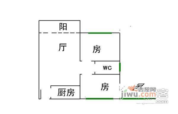 丽景花苑2室1厅1卫70㎡户型图