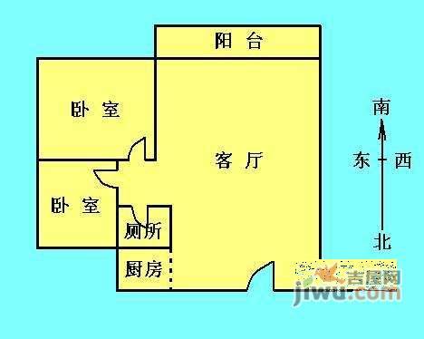 丽景花苑2室1厅1卫70㎡户型图