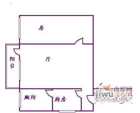 东风西路小区1室1厅1卫44㎡户型图