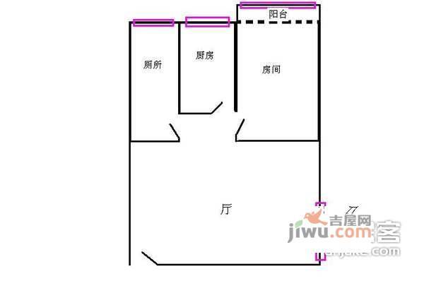 东风西路小区1室1厅1卫44㎡户型图