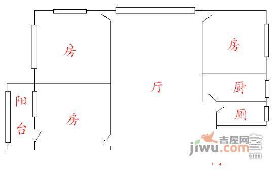 东风西路小区3室1厅1卫68㎡户型图