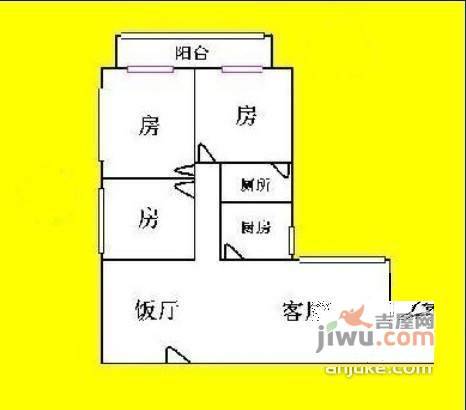 东方文德广场3室2厅1卫户型图