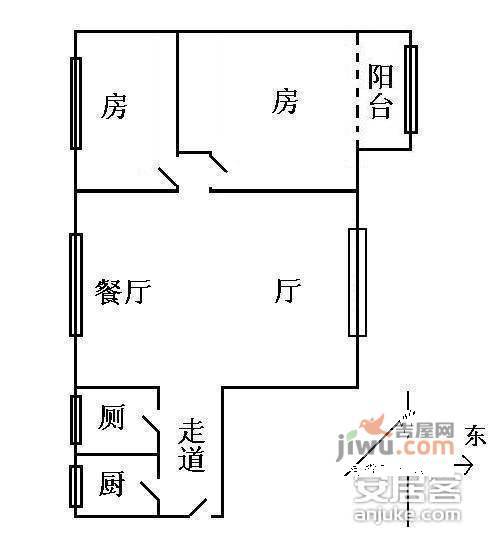 东方文德广场2室1厅1卫75㎡户型图