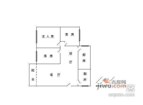 粤信广场3室2厅1卫101㎡户型图