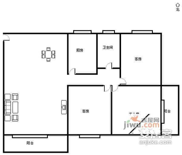 海琴湾3室1厅1卫户型图