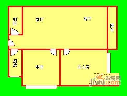 海琴湾2室2厅1卫87㎡户型图