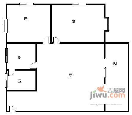 万方园2室2厅1卫65㎡户型图