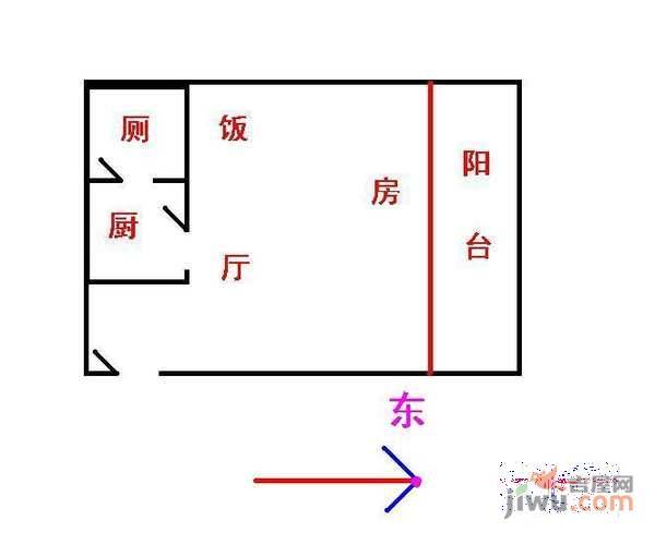 万方园1室1厅1卫45㎡户型图