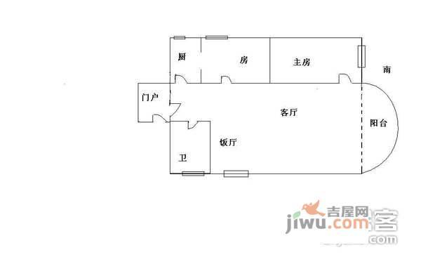 万方园2室2厅1卫65㎡户型图