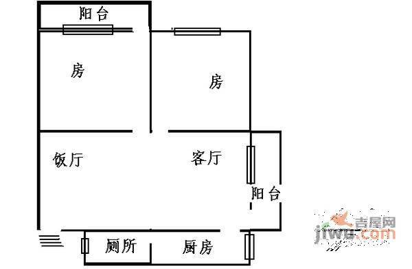 万方园2室1厅1卫户型图