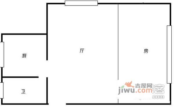 东湖西路小区1室1厅1卫41㎡户型图