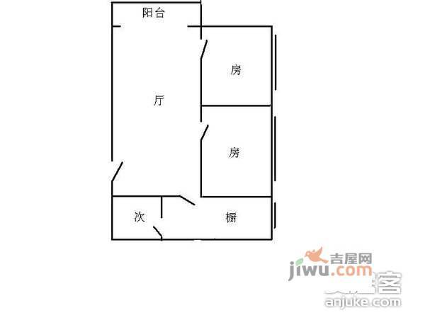 新光城市广场2室1厅1卫50㎡户型图