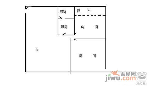 广海花园2室2厅1卫75㎡户型图