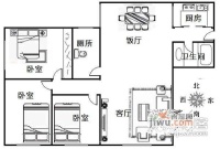 广海花园3室2厅2卫115㎡户型图