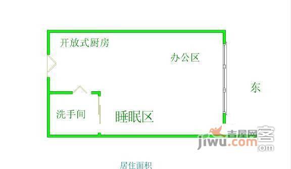 富力史丹尼1室0厅1卫43㎡户型图