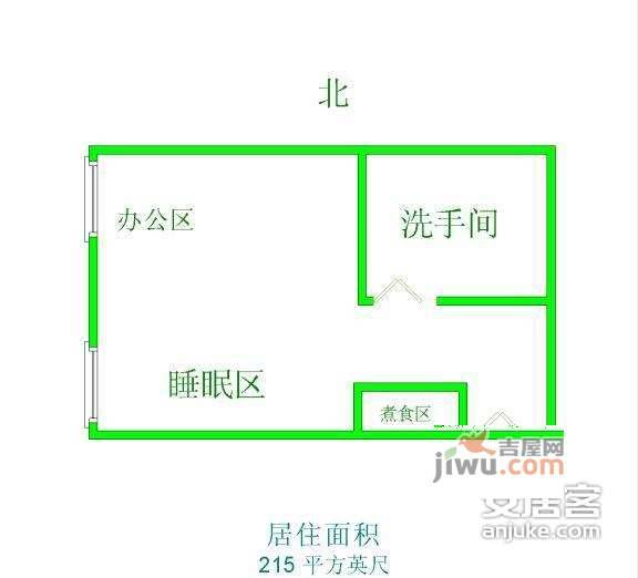 富力史丹尼1室0厅1卫43㎡户型图