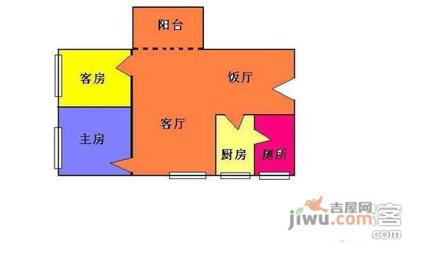 富泽园2室2厅1卫78㎡户型图