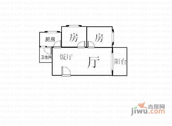 富泽园2室2厅1卫78㎡户型图