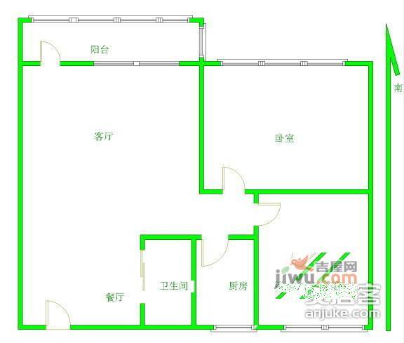 鸿运花园2室2厅1卫80㎡户型图