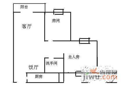 淘金坑住宅小区2室2厅1卫76㎡户型图