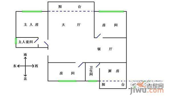 淘金坑住宅小区3室2厅2卫户型图