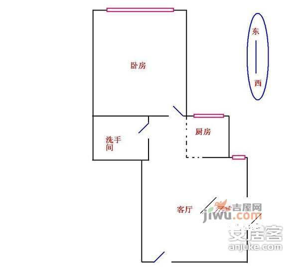 淘金坑住宅小区1室1厅1卫户型图