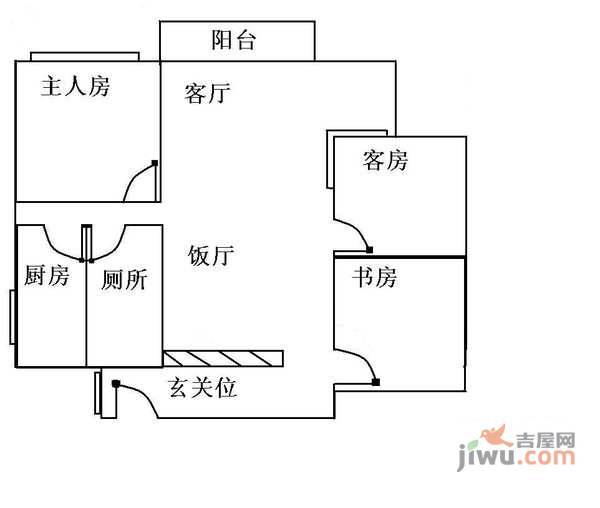 淘金坑住宅小区2室2厅1卫76㎡户型图