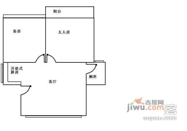 淘金坑住宅小区2室2厅1卫76㎡户型图