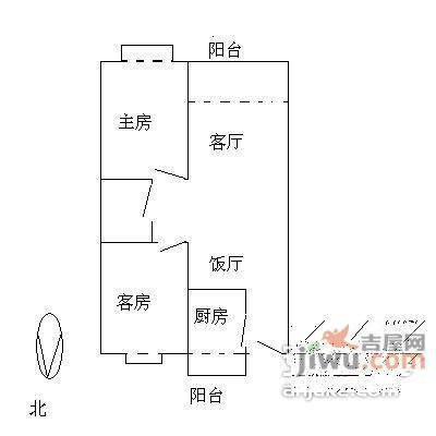 星汇雅苑2室2厅1卫82㎡户型图