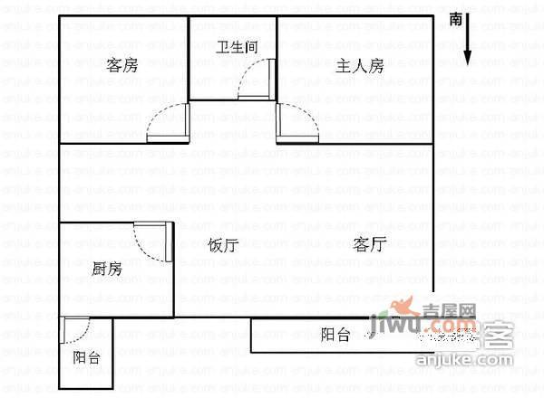 星汇雅苑2室2厅1卫82㎡户型图