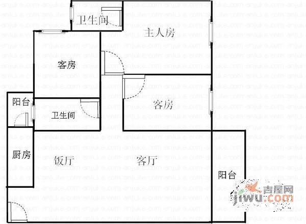 星汇雅苑3室2厅2卫108㎡户型图