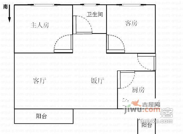 星汇雅苑2室2厅1卫82㎡户型图