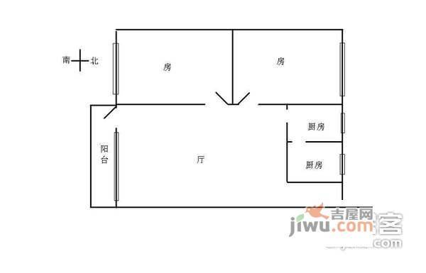 合益小区2室1厅1卫61㎡户型图